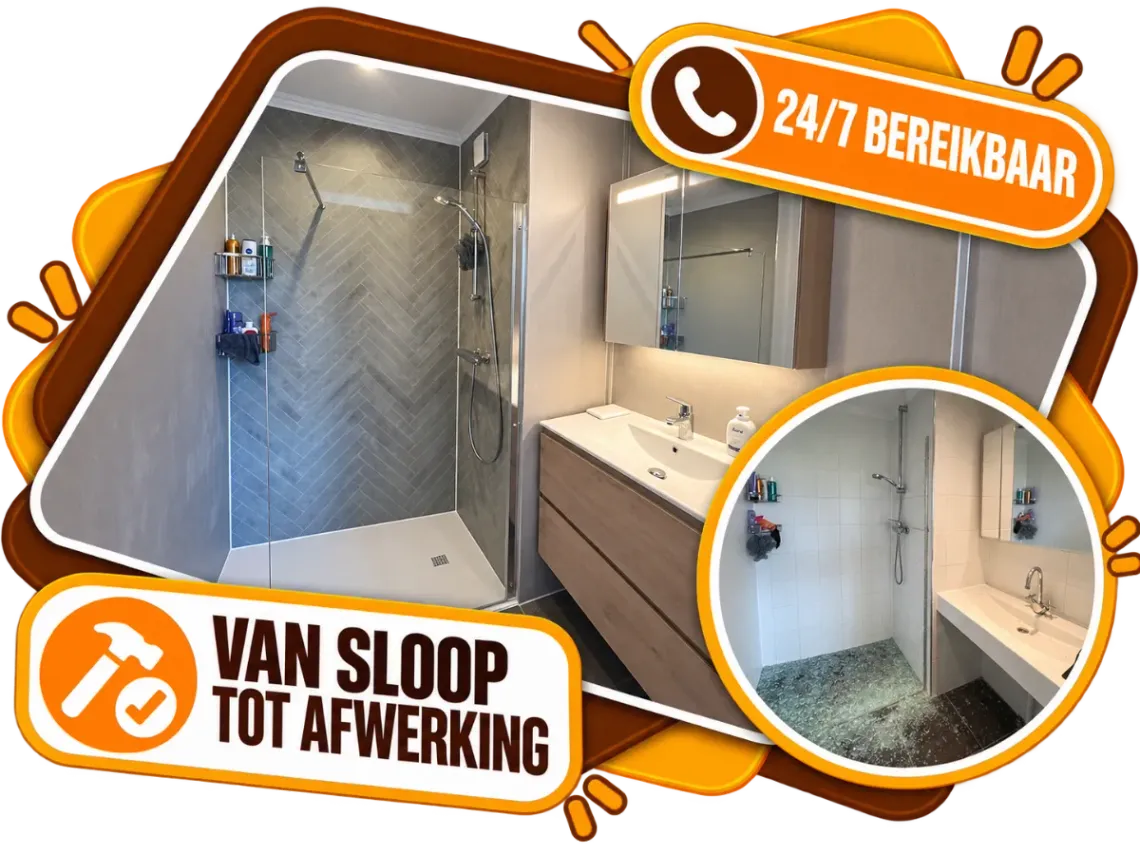 Gerenoveerde badkamer met inloopdouche en badmeubel