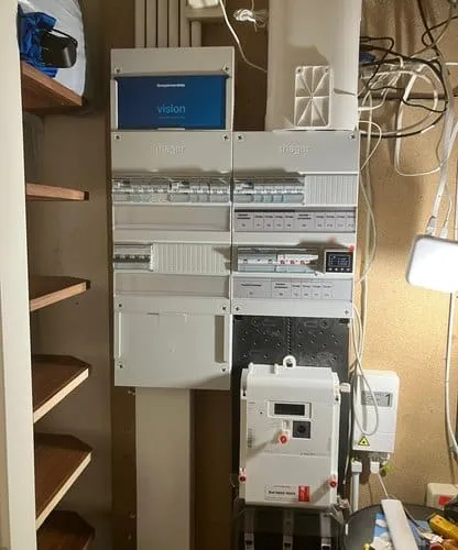 Afgedekte nieuwe groepenkast na voltooiing van de installatie