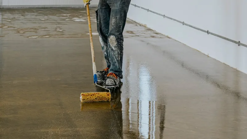 Vloercoating wordt met een roller aangebracht