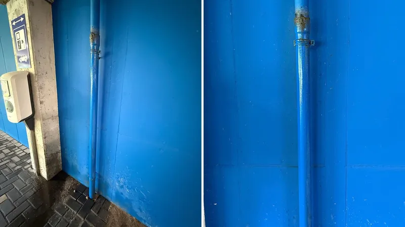 Reparatie van een beschadigde riolerings- of afvoerleiding