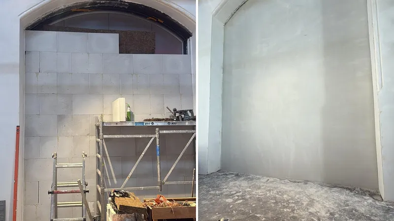 Muren en plafonds glad gestuct tijdens renovatie